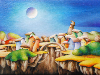 elusive original miniature oil painting_Ethereal and mysterious miniature oil portrait.