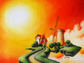 Symbolic oil painting of a woman merged with cosmic energy and flowing light. painting (copy)
