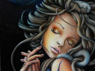 Intimate oil portrait of a woman with soft lighting and expressive textures.