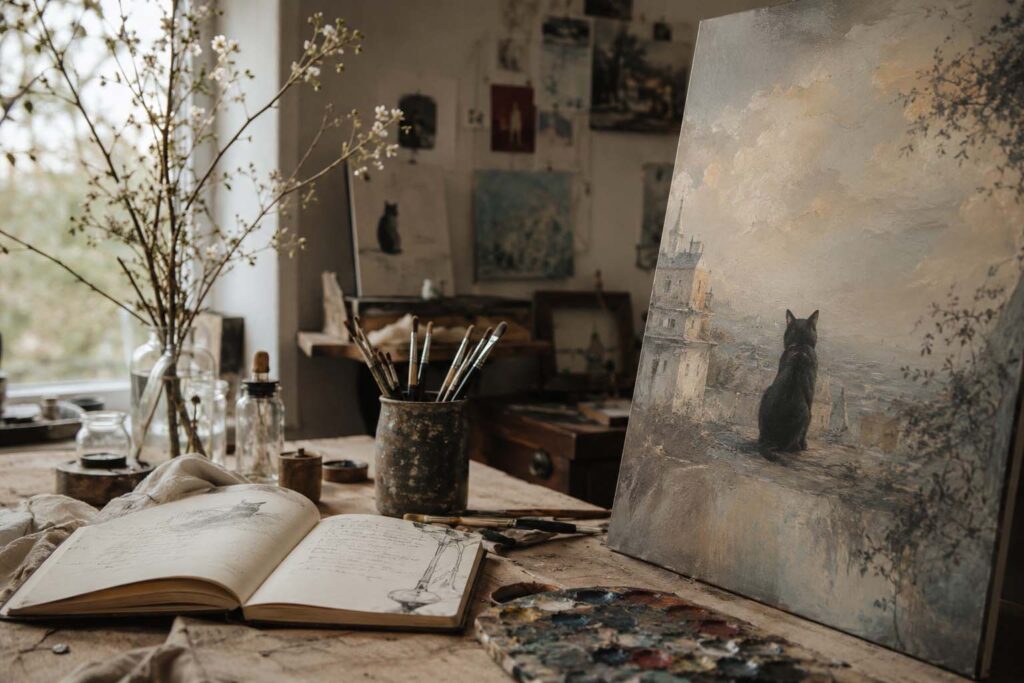 Paintings Begin in Silence may 7, 2026, cozy artist studio